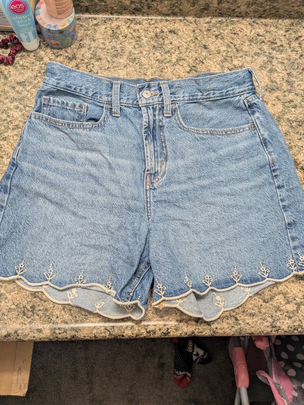 Old Navy Light Blue Scallop Hem Denim Shorts